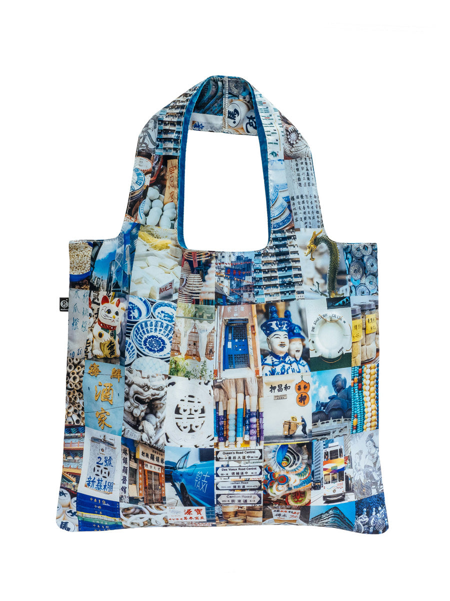 Shopping Bag Packable Reusable Hong Kong Blue